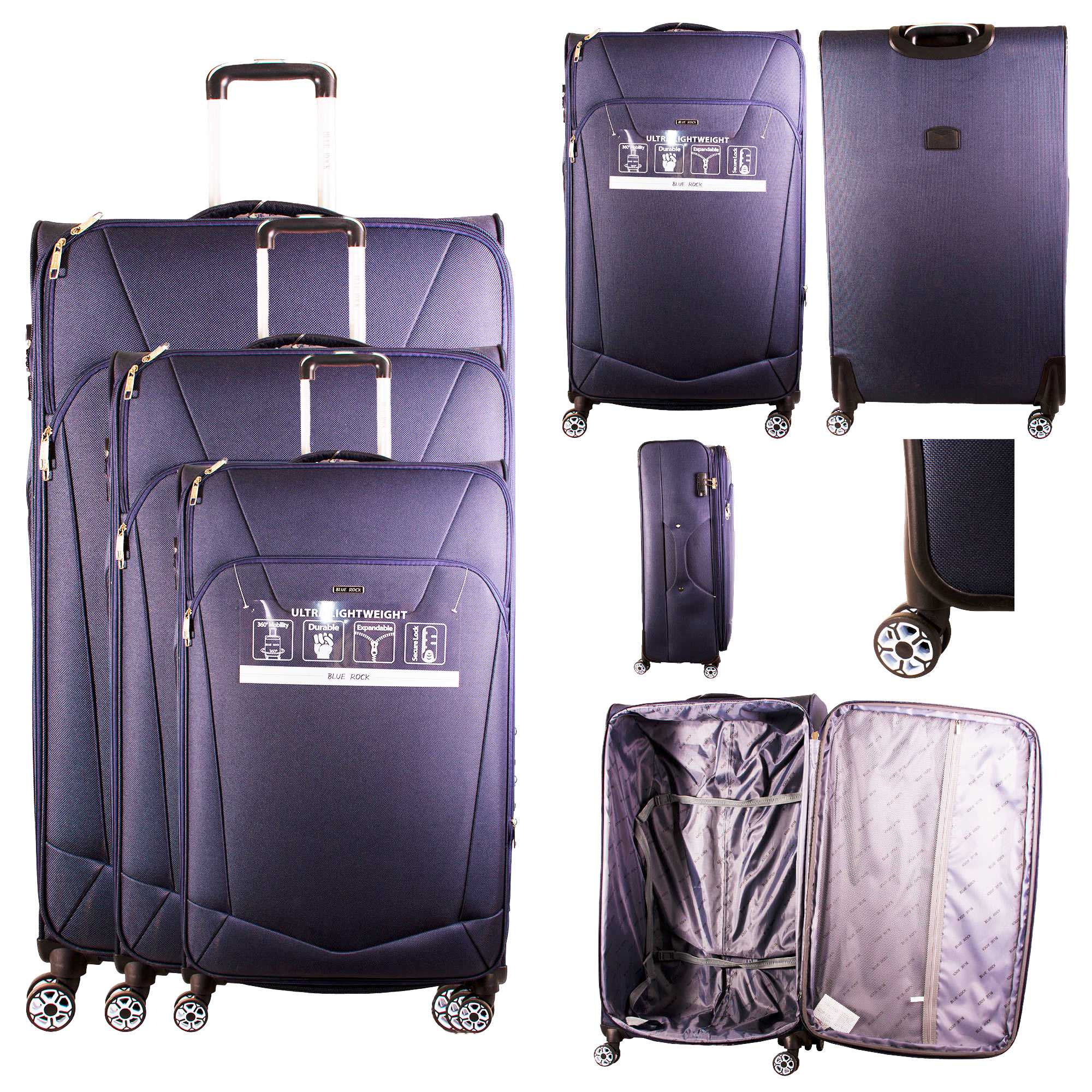 (image for) T-SC-02 DARK NAVY SET OF 3 TRAVEL TROLLEY SUITCASES